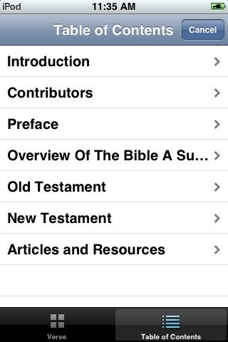 Sample of Table of Contents