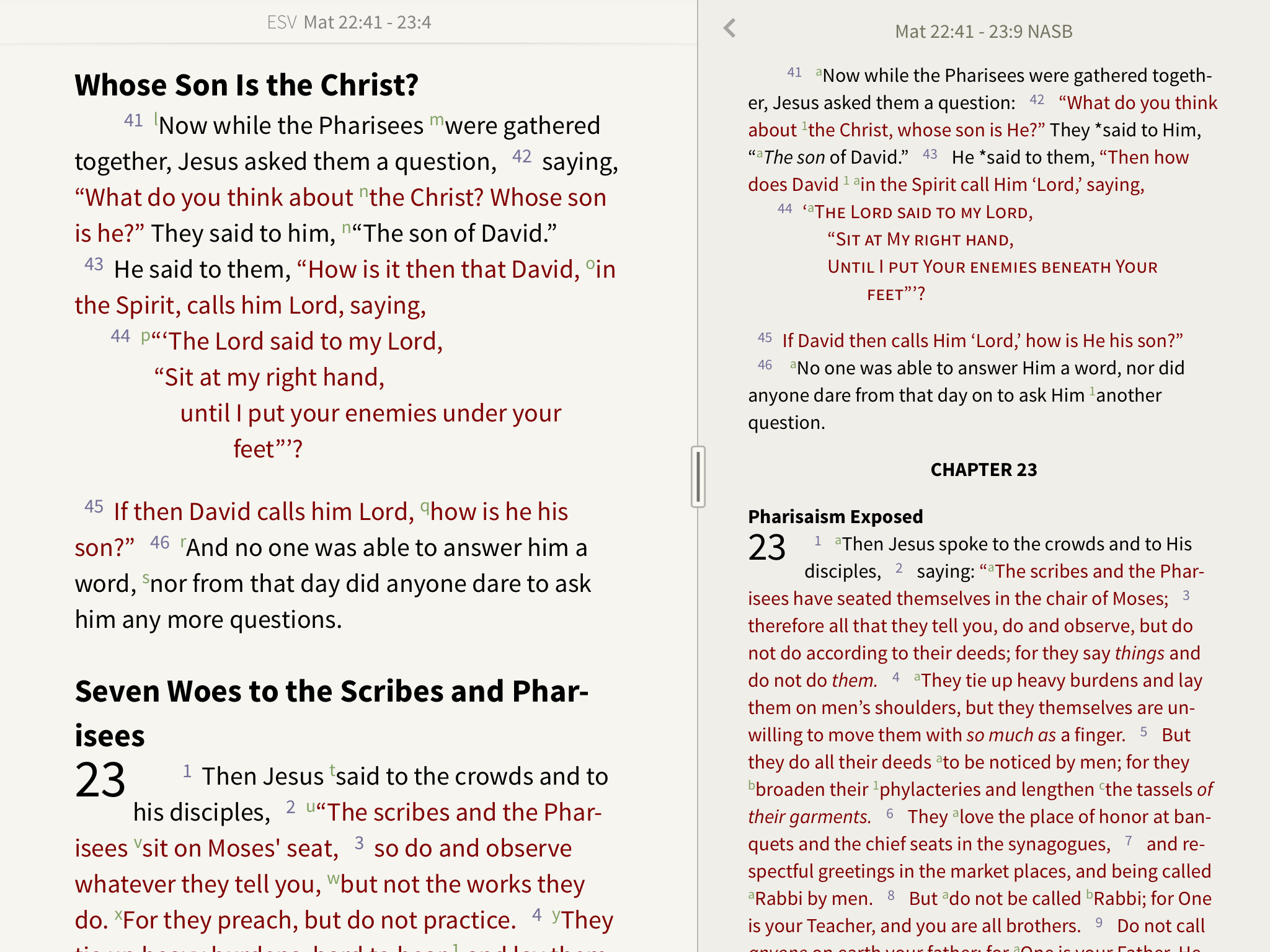 ESV & NASB In Parallel – Olive Tree Blog